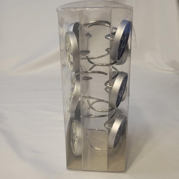 St. Nicholas Square Blue White Winter Snowflake Shower Curtain Hooks Set of 12 - Picture 2 of 5